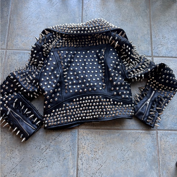 AKIRA Spiked Black Faux Leather Jacket. Size s - Picture 2 of 8